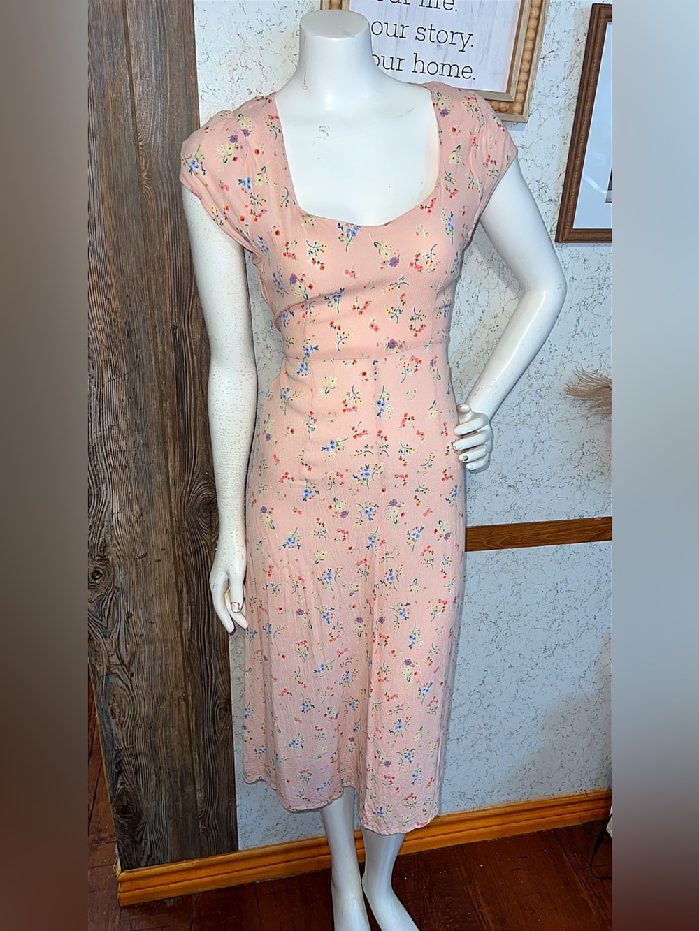 Cotton On Pink Floral Midi Dress XS